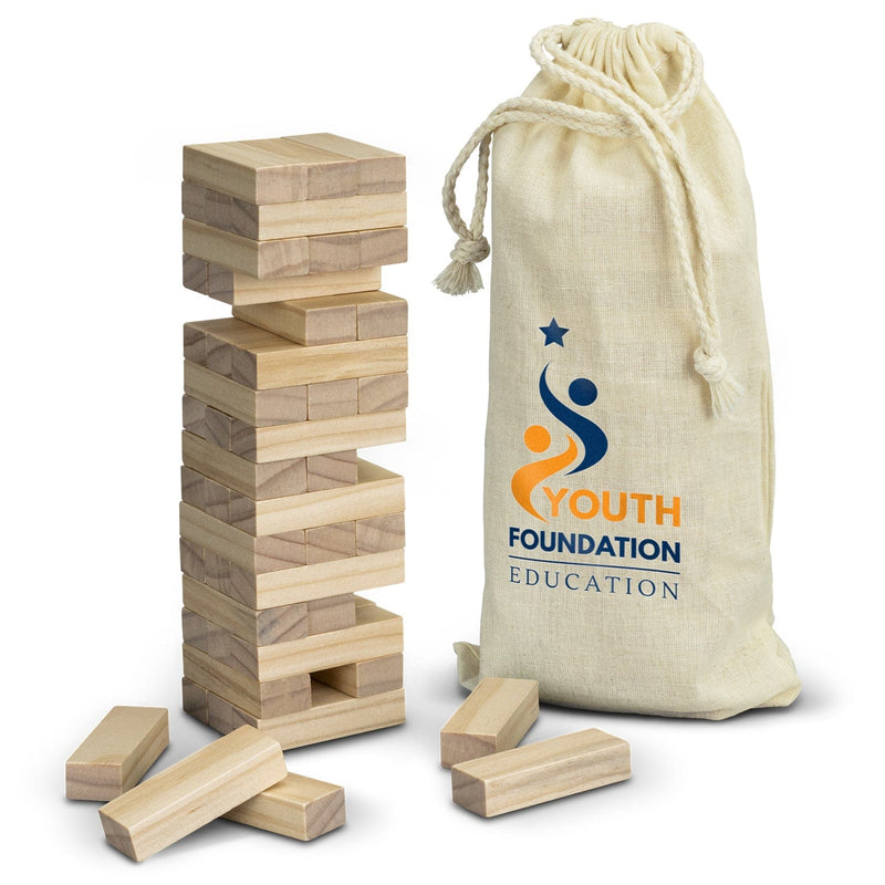 Mini Tumbling Tower - Price includes a printed logo on 1 panel