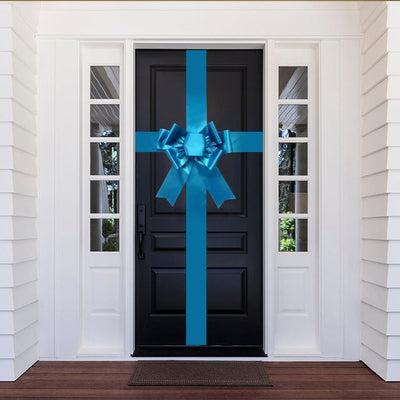 Satin Settlement Door Bow- Bright Blue