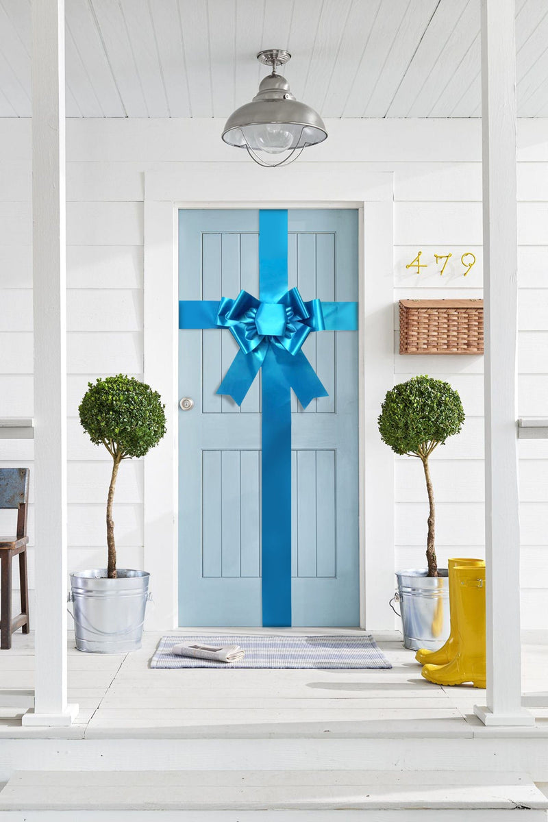 Satin Settlement Door Bow- Bright Blue