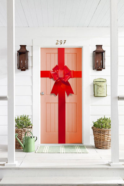 Satin Settlement Door Bow- Red